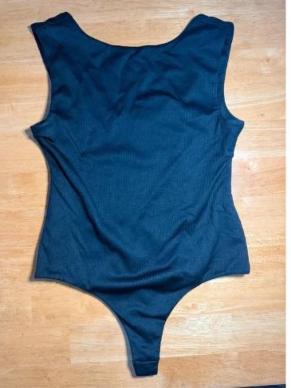 BP Ribbed Sleeveless Scoop Neck Thong Bodysuit Women Small Black